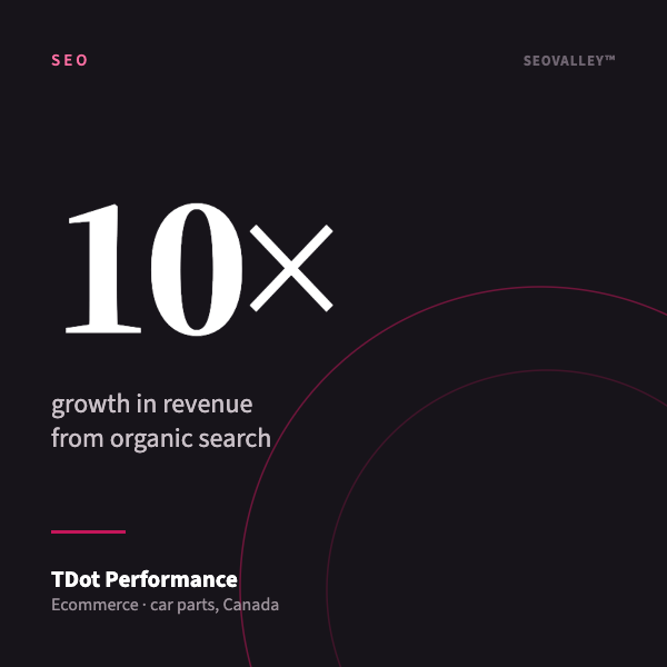 TDot Performance: 10× growth in revenue from organic search — SEOValley SEO case study